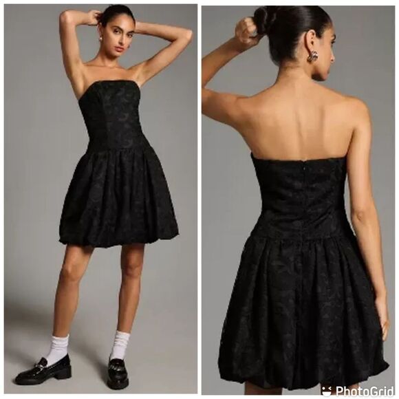 New Shoshanna Amica Strapless Jacquard Bubble Mini Dress - Picture 3 of 16